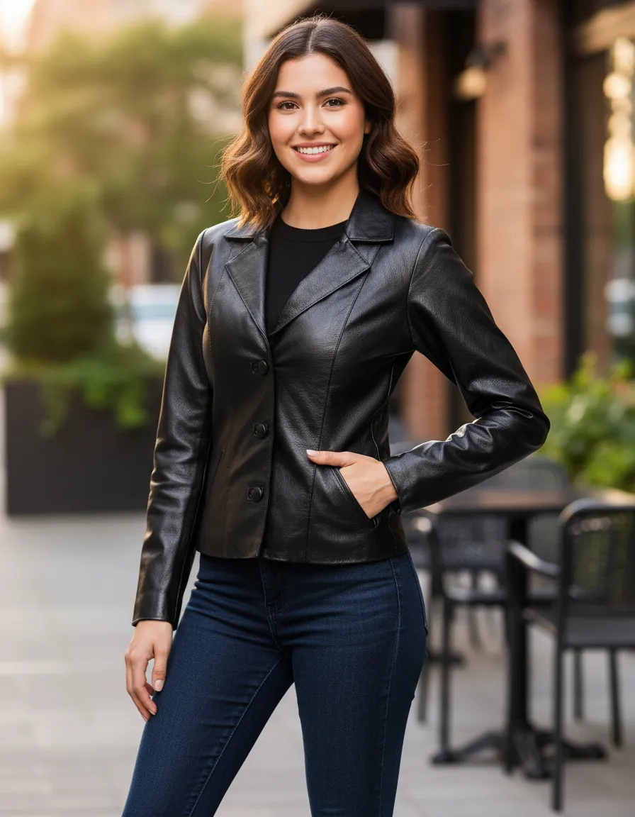 Jaqueta Feminina Couro Legítimo Esportiva