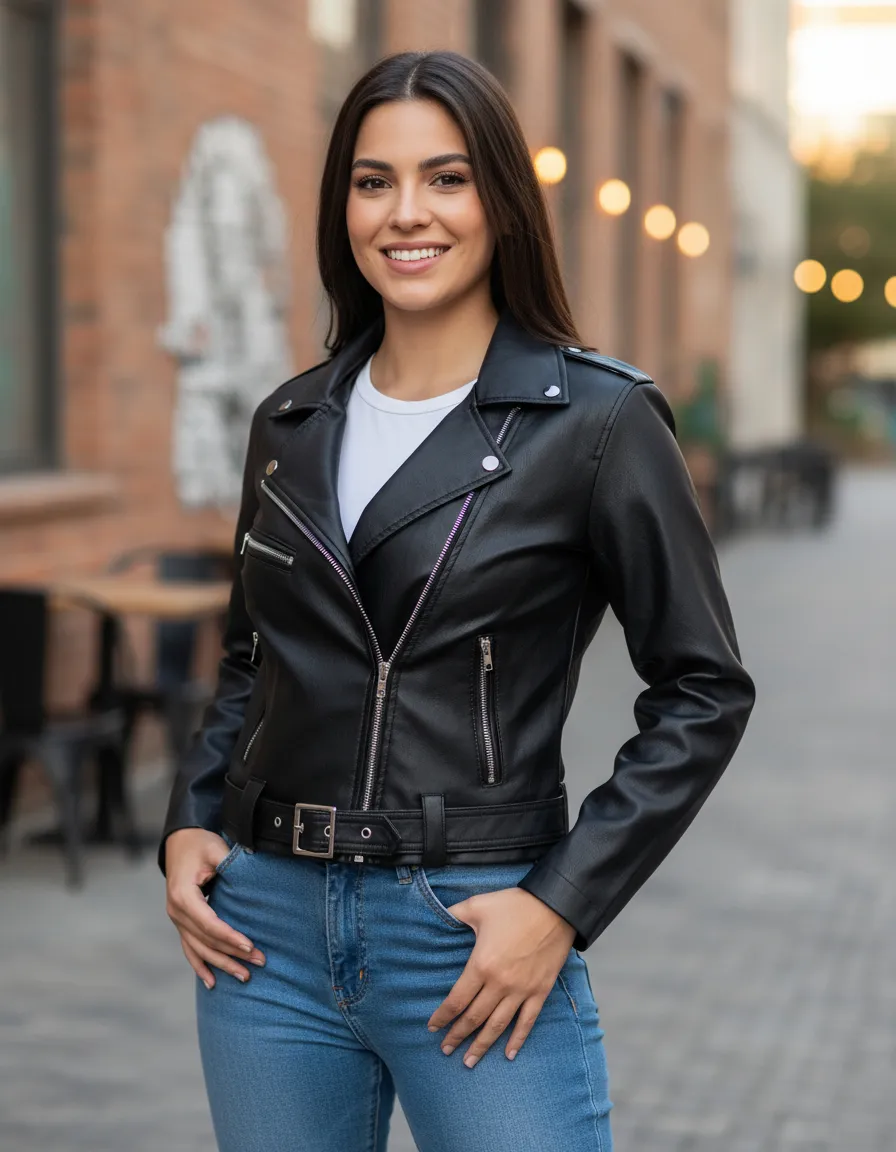 Miniatura 3 - Jaqueta Feminina Couro Legítimo Esportiva