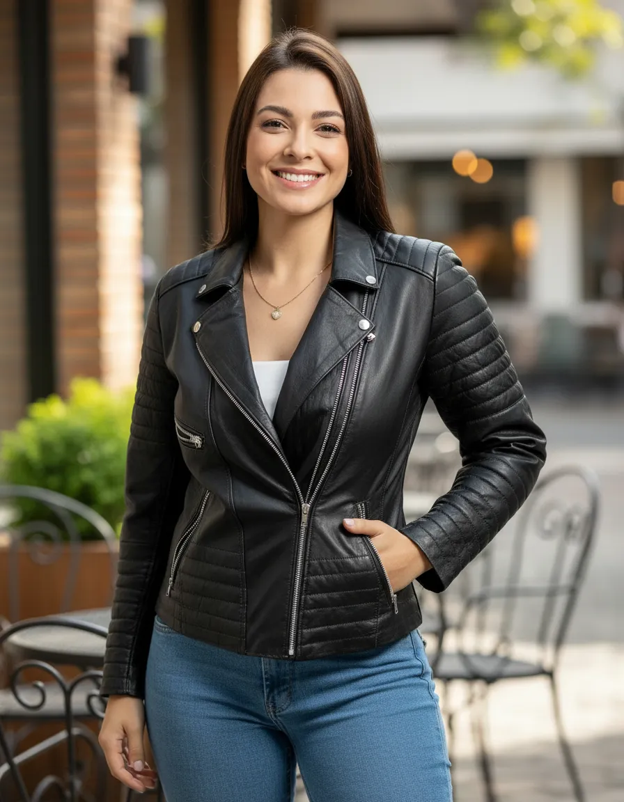 Jaqueta feminina couro bovino