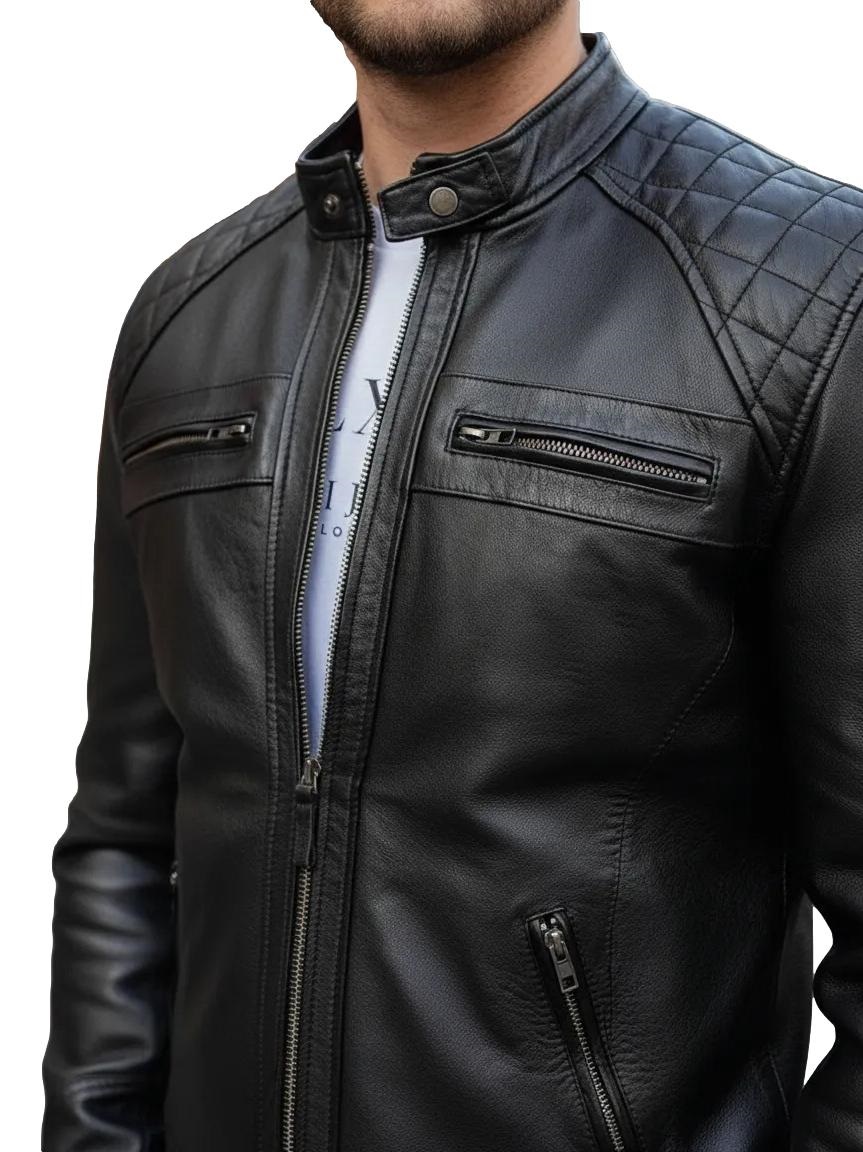 Miniatura 2 - Jaqueta de Couro Legítimo Masculino Esportiva