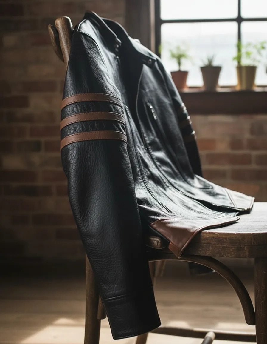 Miniatura 16 - Jaqueta de Couro Legítimo Masculino Esportiva