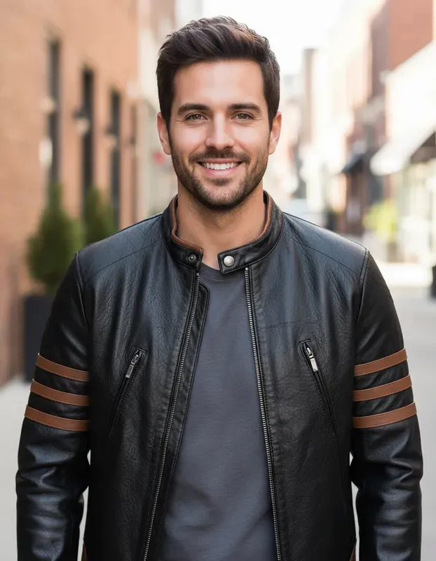 Miniatura 19 - Jaqueta de Couro Legítimo Masculino Esportiva